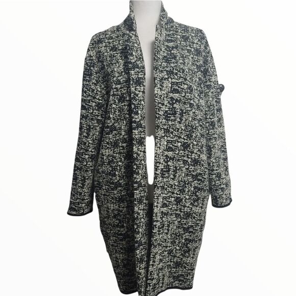 Philosophy black and white jacquard open front topper jacket large - Picture 12 of 14